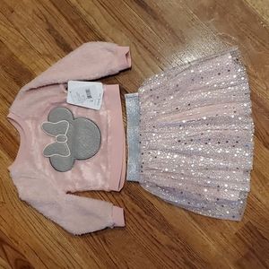 NWT Disney Minnie Mouse 2 Pc Skirt Outfit